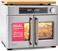 Dual Zone Air Fryer French Door Oven - 32 Qt Convection Toaster Combo - 10-in-1 Multifunction Up to 450° - 1800W 1