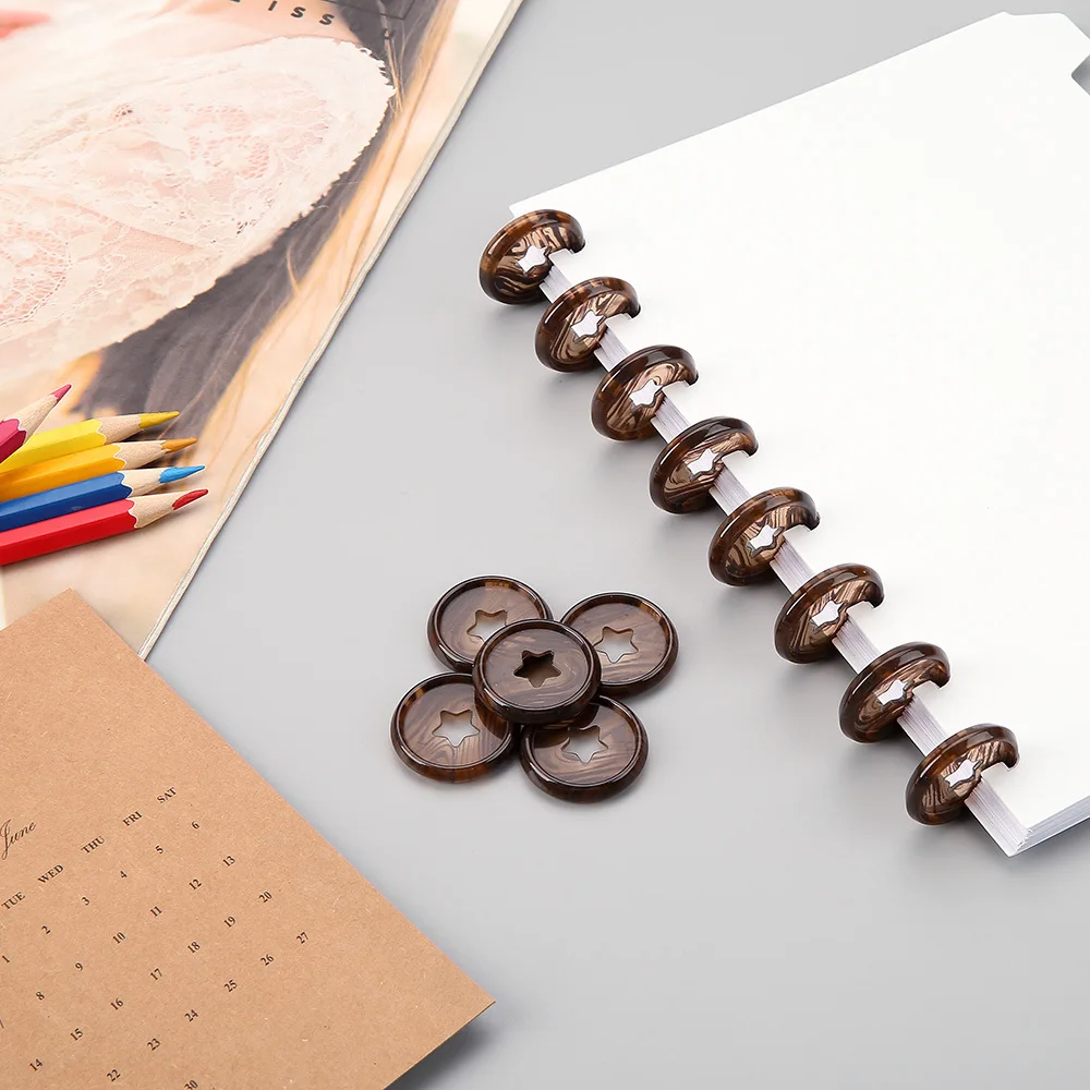 26mm Amber Star Mushroom Hole Discs Loose-leaf Ring Disc Binder Ring Discbound Notebook Discbound Discs Mushroom Binders 12pcs