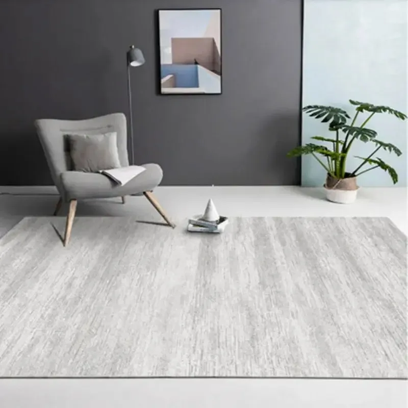 Modern Light Luxury Living Room Large Area Carpet Gray Minimalist Line Decorative Carpet Comfortable Short-hair Easy To Care Rug
