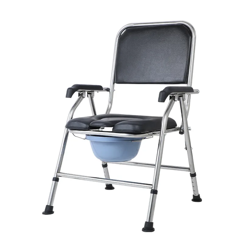 Stainless Steel Toilet Seat Chair Reinforced Adjustable Toilet Stool Elderly and Disabled Mobile Foldable Sturdy Seat
