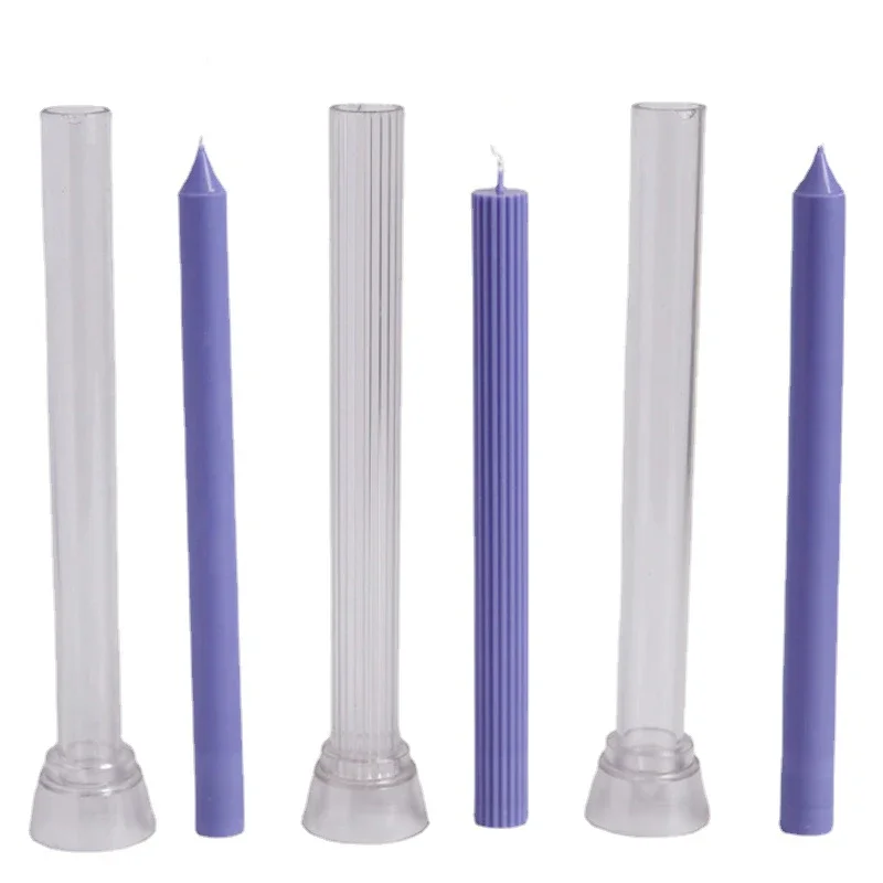 Vertical Stripes Long Pole Candle Mold Diy Handmade Candle Making Tool Acrylic Plastic Mold Jar Set Family Party Decoration Gift