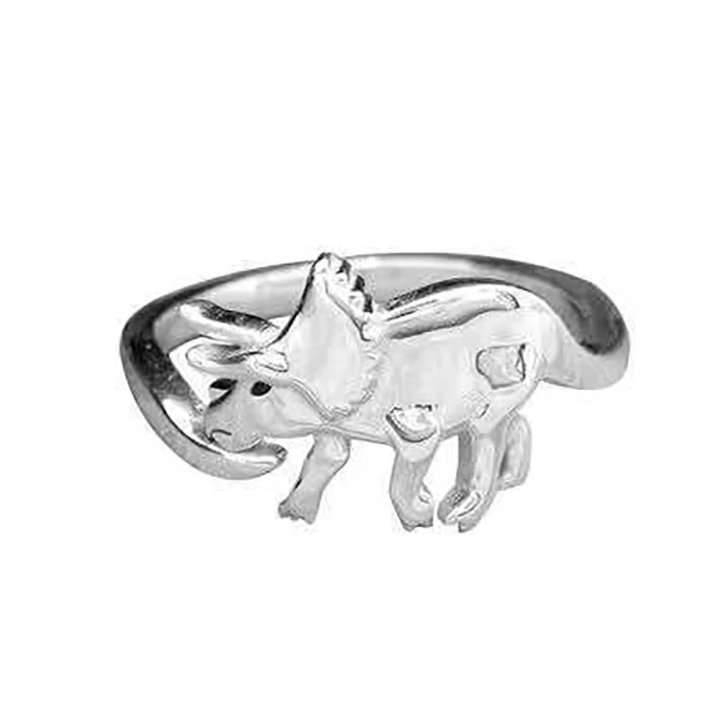 Dinosaur Rings Cute Silver Color Opening Adjustable Rings Best Love Gift Design Animal Shape Ring For Women Men Punk Style 4