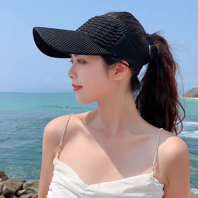 Casquette de baseball à queue de cheval à long bord pour femmes, décontractée, ajourée, respirante, chapeau haut-de-forme, printemps, été, sports de plein air, golf, plage, nouvelle collection_voghion.com