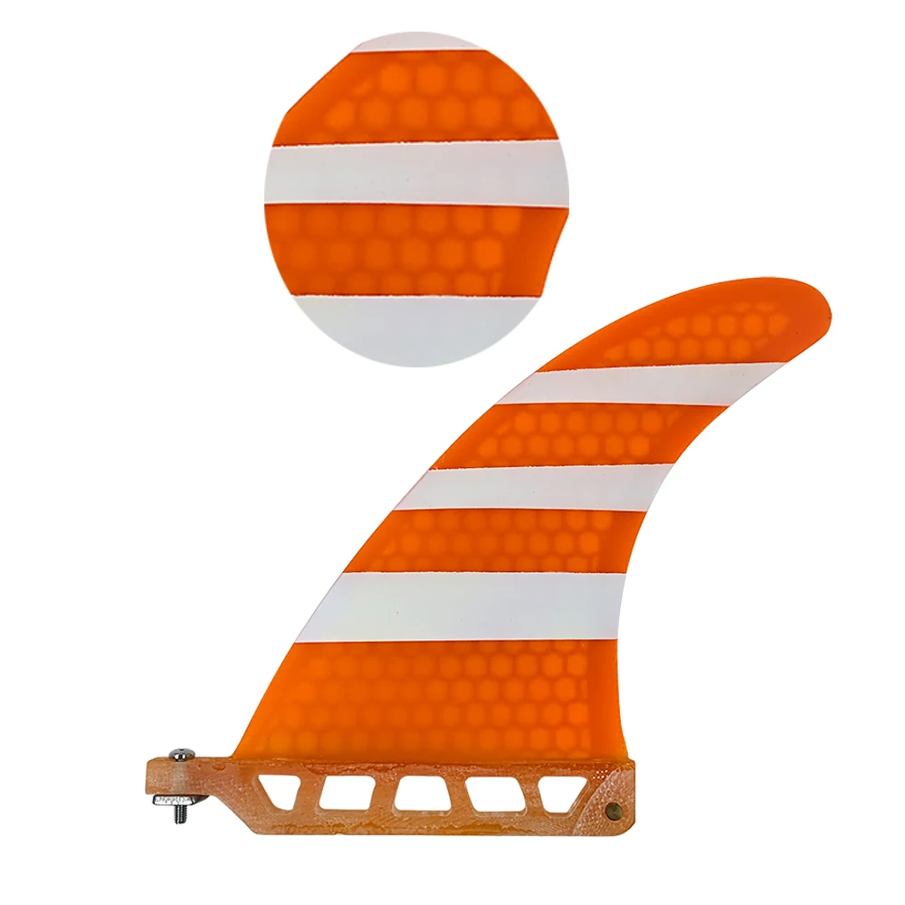 Sup Board Fin 6 inch Longboard Fin Quilha Single Central Fin Surfboard Paddle Board Fibreglass Honeycomb Orange Centre Surf Fin