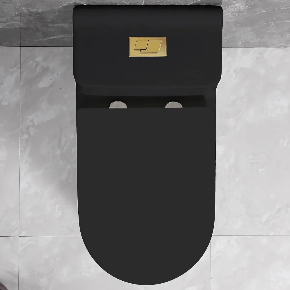 Modern Toilet, 12"rough in Matte Black One Piece Elongated, Dual Flush 1/1.6 GPF U Shaped Seat, Smart Toilet 3