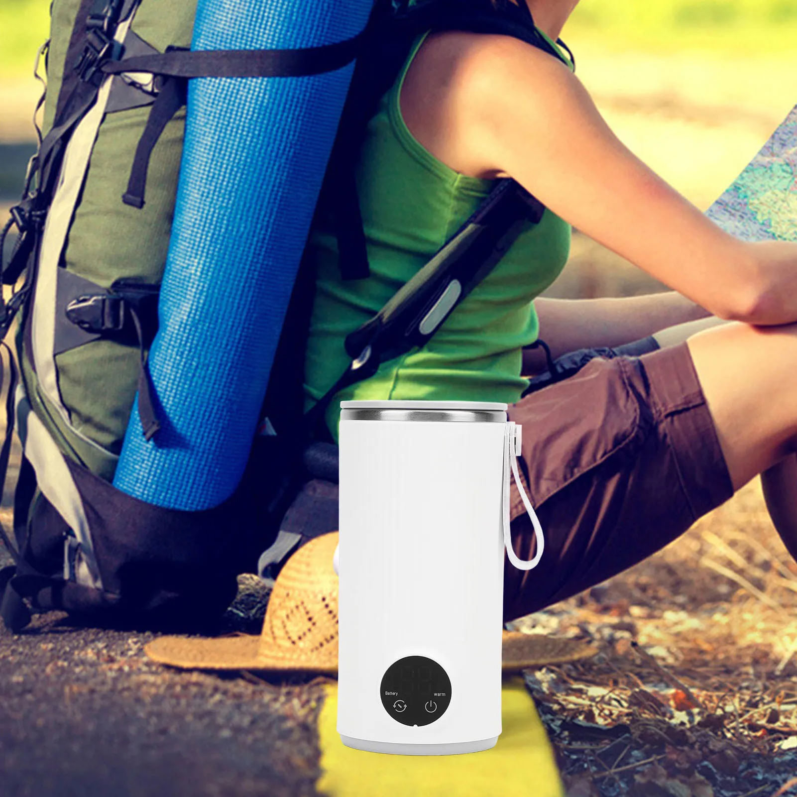Travel Electric Kettle Cordless Stainless Steel 400ML 55℃ Portable Hot Water Boiler Fast Heating 6000mah Rechargeable for Milk 4