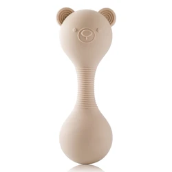 Silicone Cartoon Bear Maracas - Teething & Rattle Toys (Beige)