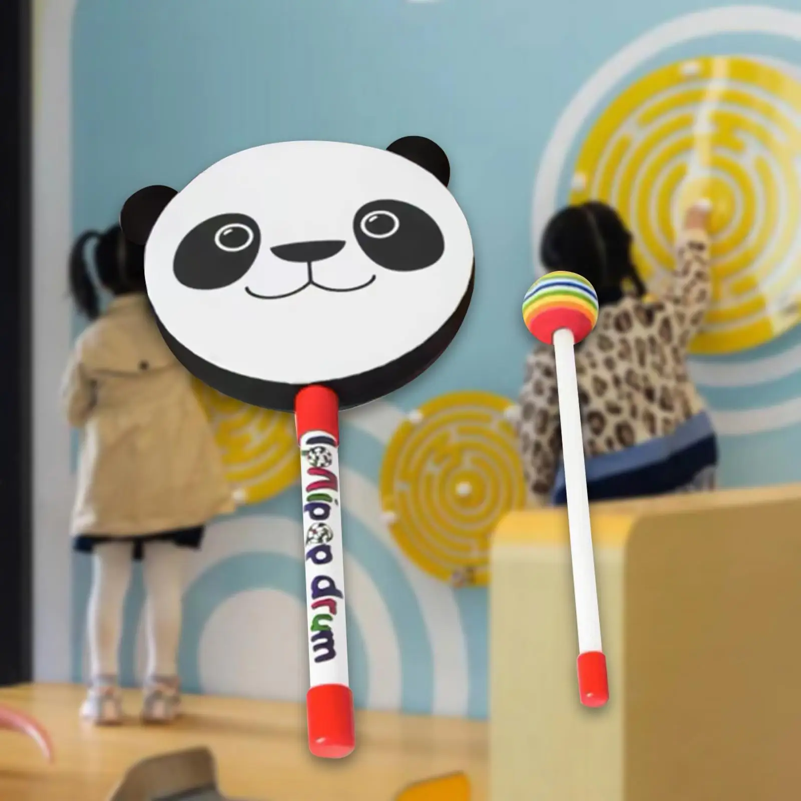 Kids hand drum cartoon sensory development toys music educational toy with mallet for birthday gift children home boys and girls