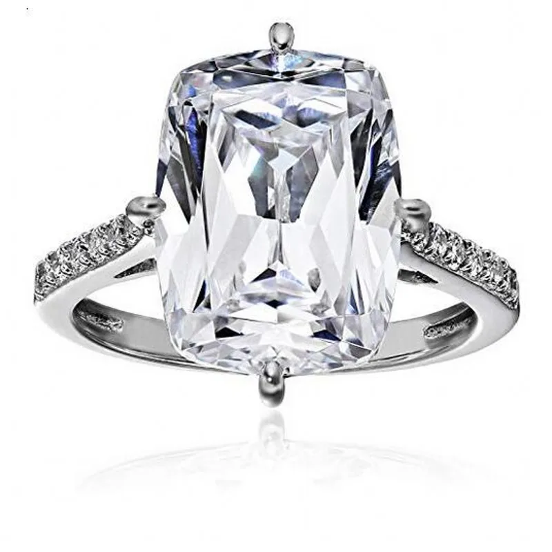 Fine Promise Ring 925 Sterling Silver Lab Diamond Engagement Wedding Band Rings for Women Bridal Gemstones Party Jewelry - 5