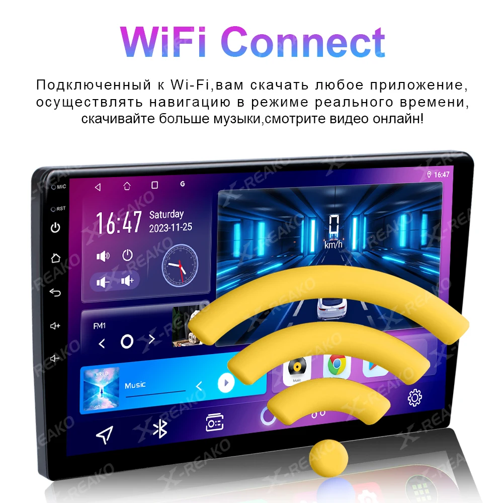 Фото X-REAKO 2din Android беспроводной CarPlay Android автомобильный радиоприемник Универсальный 7/9/10 ''GPS навигатор мультимедийный плеер Автомобильный стерео Bluetooth №3