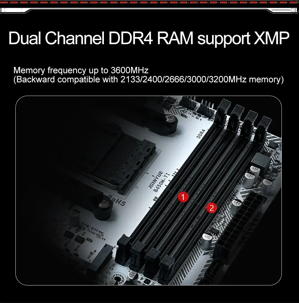 Description Picture 5 of itemJGINYUE AM4 B450 Motherboard Set With AMD Ryzen R5 3600X CPU 2*16GB=32GB DDR4 Dual Channel Memory RAM M-ATX B450M-TI