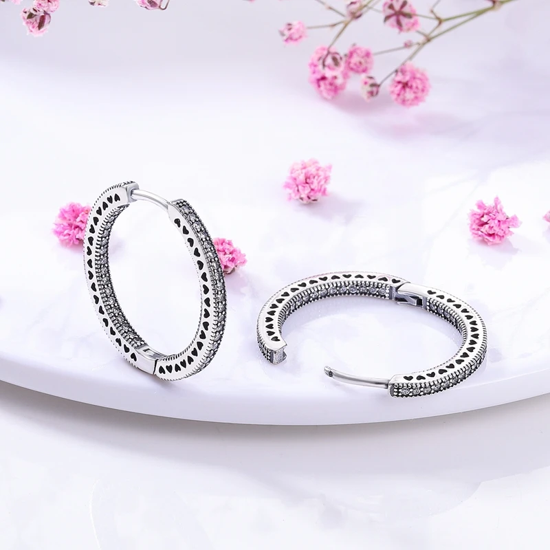 2022 Charm Double Hoop Earrings 925 Silver Sparkling Pave Stud Earring Gift For Women Engagement Jewelry Anniversary