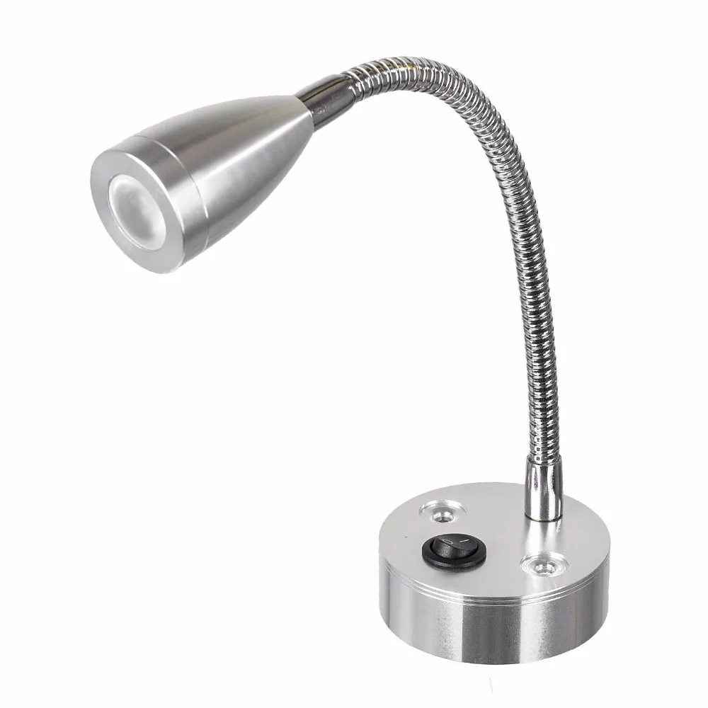 2pcs 12V 3W LED Spot Reading Light ON OFF Switch Camper Van Caravan VAN Boat Interior White Light
