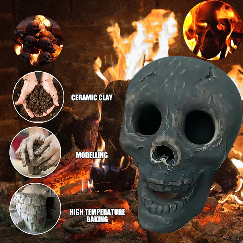 Halloween Decoration Outdoor Log Decoration Fireplace Skull Charcoal  Imitated Party  Holiday Diy Decorations Aliexpress