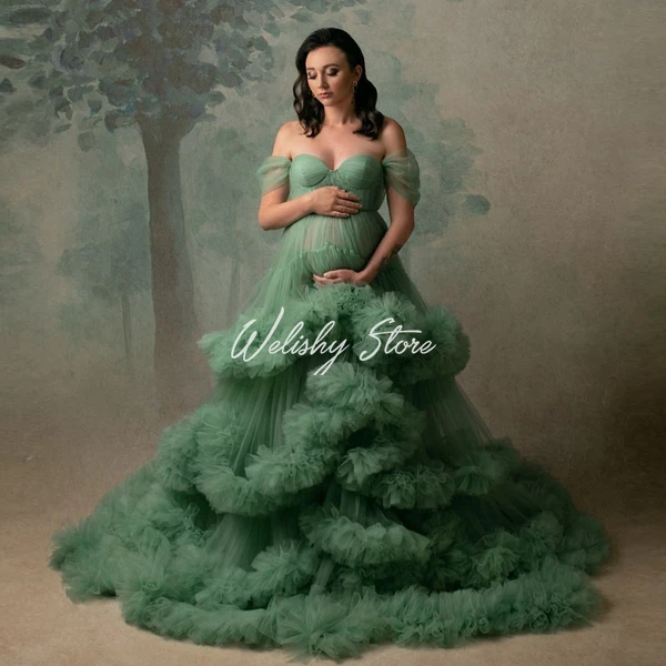 Exaggerated Turquoise Ruffled Tulle 