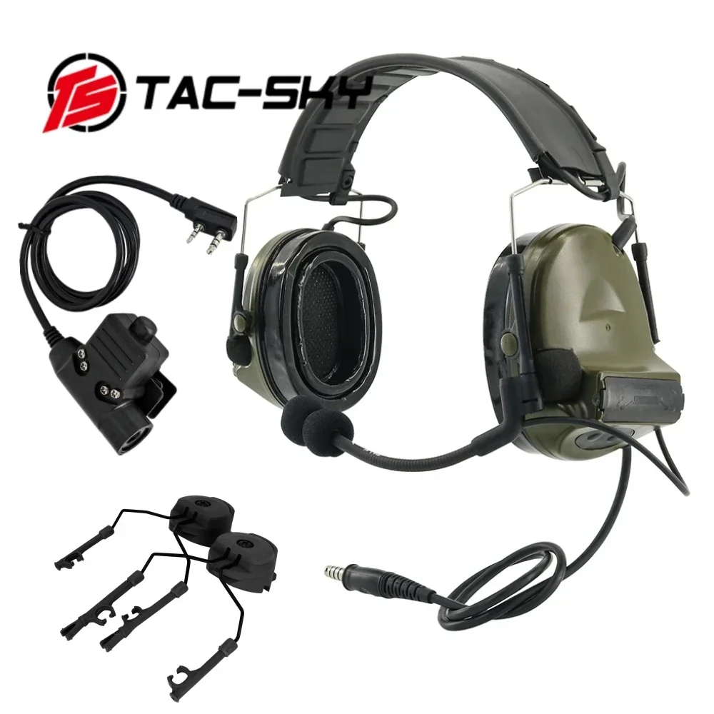 Ts Tac-Sky Comta Ii 탈착식 헤드밴드, 청력 보호 사격 귀마개, 전술 워키토키 에어소프트 Comta 2 헤드폰