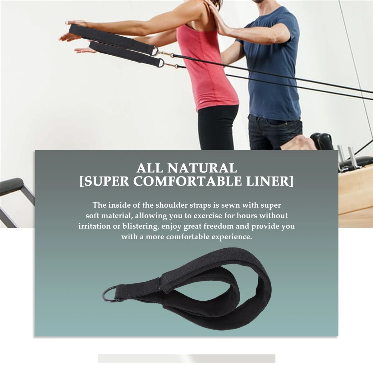 2PCS Pilates Double Loop Straps,Feet Fitness Equipment Straps, Yoga Pilates Double Loop Straps Padded D-Ring Ankle Strap