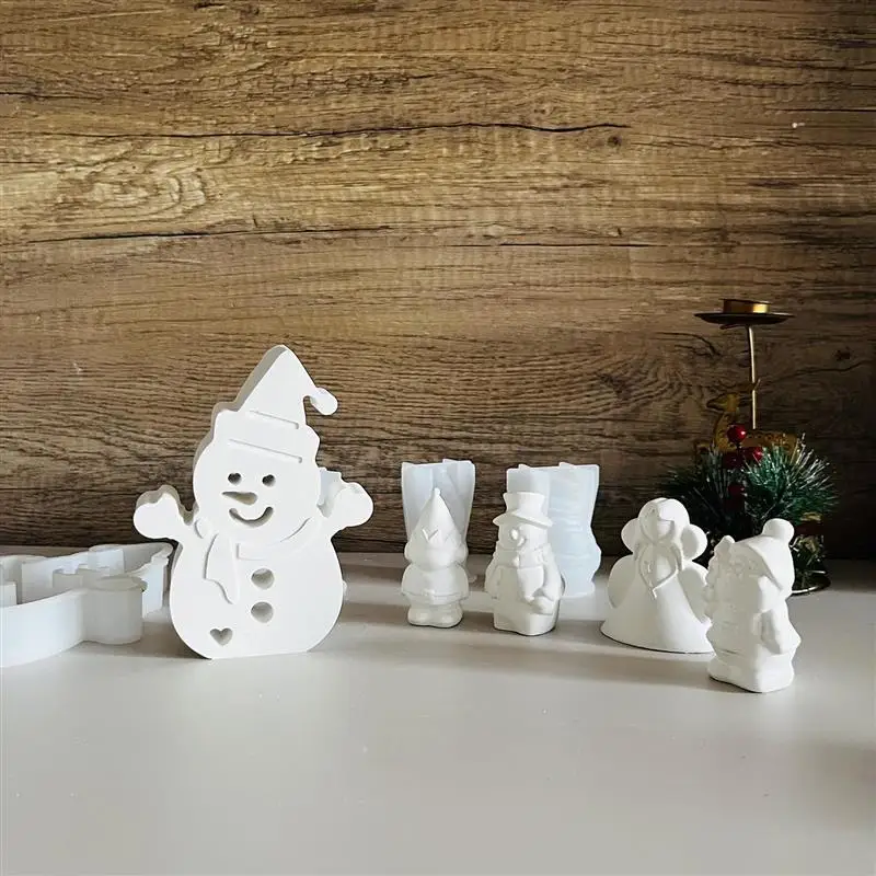 Christmas Series Plaster Silicone Mold DIY Snowman Christmas Tree Ornament Soap Resin Gypsum Mould Crafts Home Holiday Decor