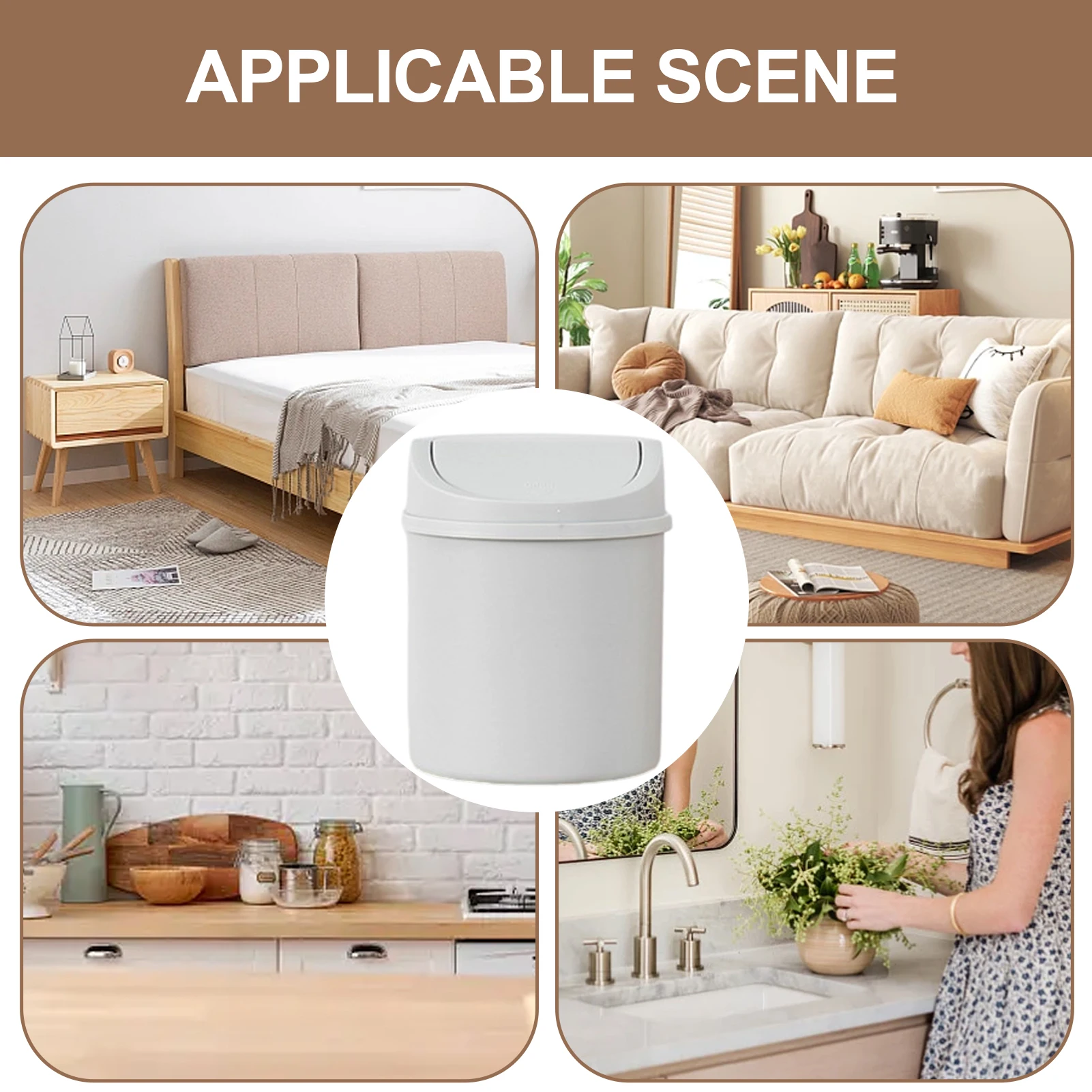 Desktop Waste Bin with Lid Universal Office Organizer Storage Home Garbage Basket Container Table Trash Bin Small Trash Can