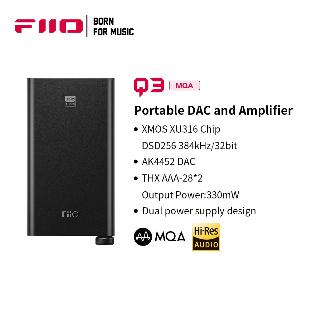FiiO Q3 MQA-THX Balanced DAC/Headphone Amplifier DSD256 384kHz