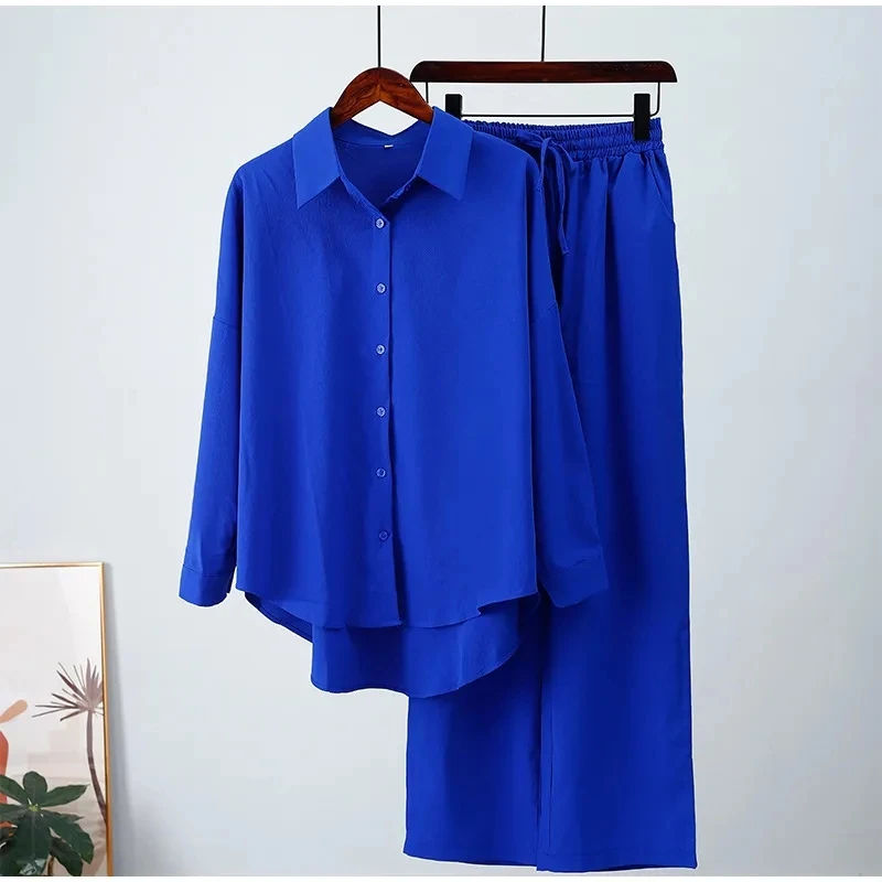 

Комплект из двух предметов с брюками с широкими штанинами, пижама, Женская винтажная рубашка макси в стиле бохо, Осенний Повседневный домашний костюм, одежда для сна Y2k, одежда для улицы