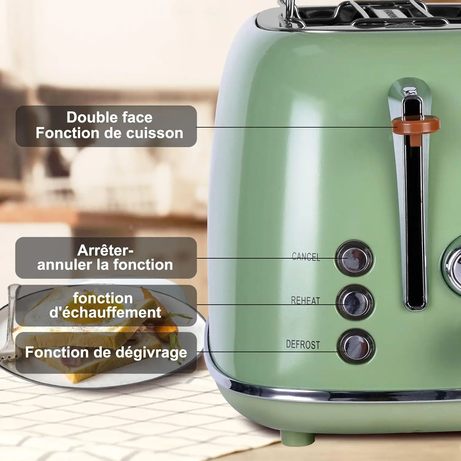 Description Picture 4 of itemHousehold 2 Slice Toaster 6 Adjustable Levels Warming Defrosting Count Display sandwich toaster bread maker