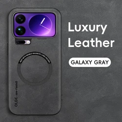 Magnetic Retro Leather Soft Phone Case with Wireless Charging Capability for Xiaomi 17 pro (GRAY)