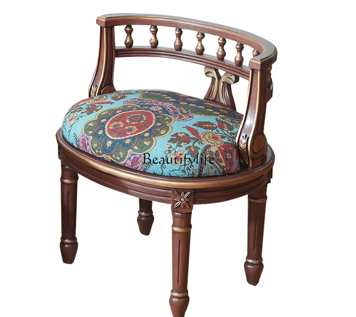 

American Balcony Leisure Chair Single-Seat Sofa Chair Solid Wood Leisure