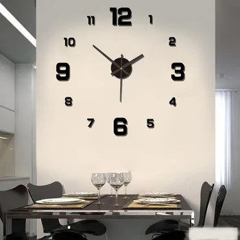 3D Frameless DIY Wall Clock with Mute Mechanism & Wall Stickers 1