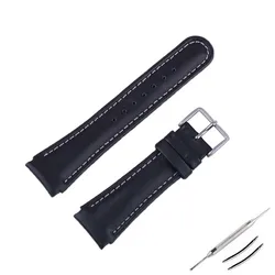 Leather Watch Strap Accessories - Spartan Sea Leopard Warrior Sports Wristband - 22mm (Black silver buckle)