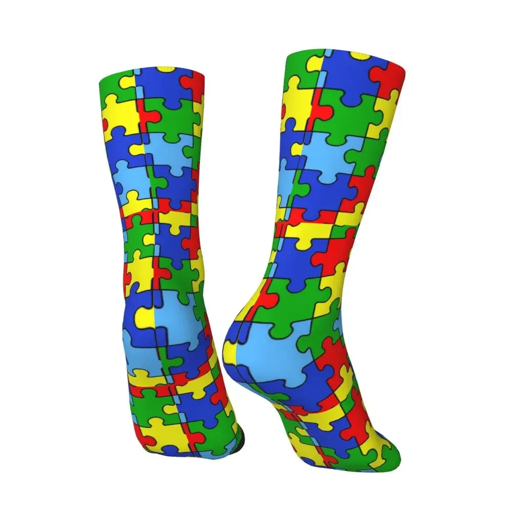 Y2K Autumn Winter Crazy Design Men'S Women'S Autism Puzzle Pieces Ribbon Awareness Breathable Basketball Socks 4 S7064cacfecc44172bff1e43e6050526eS