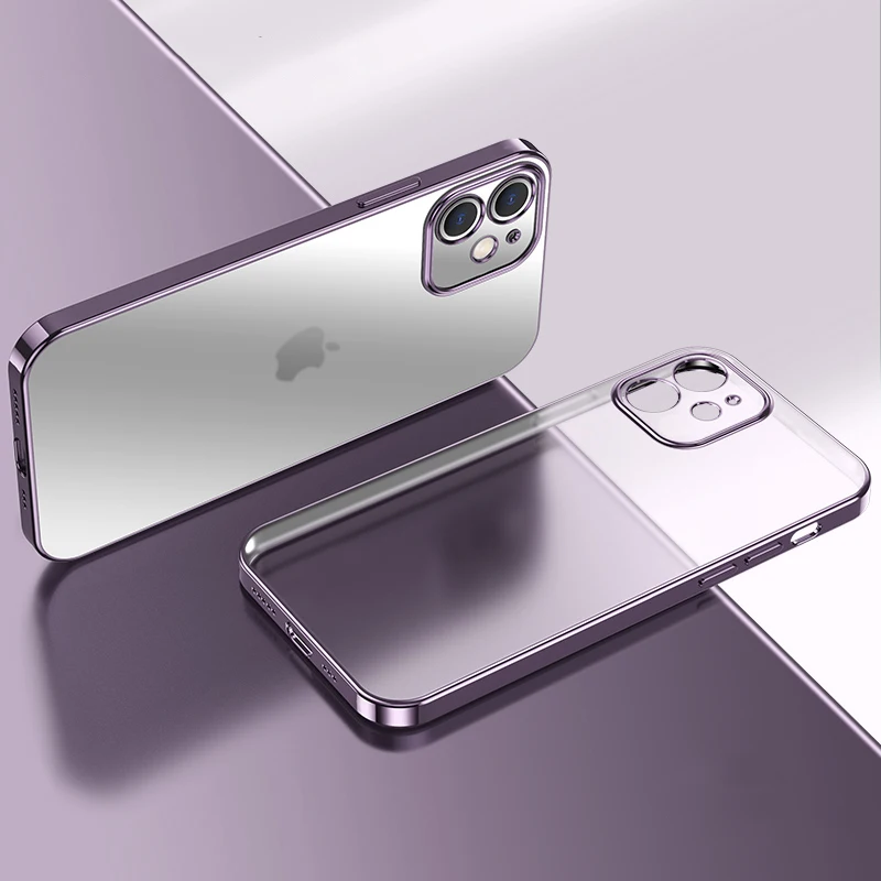 

Мягкий силиконовый чехол с рамкой с покрытием для iPhone 15 14 13 12 Mini 11 Pro XS Max XR X 8 7 Plus SE 2022 2020, прозрачная задняя крышка