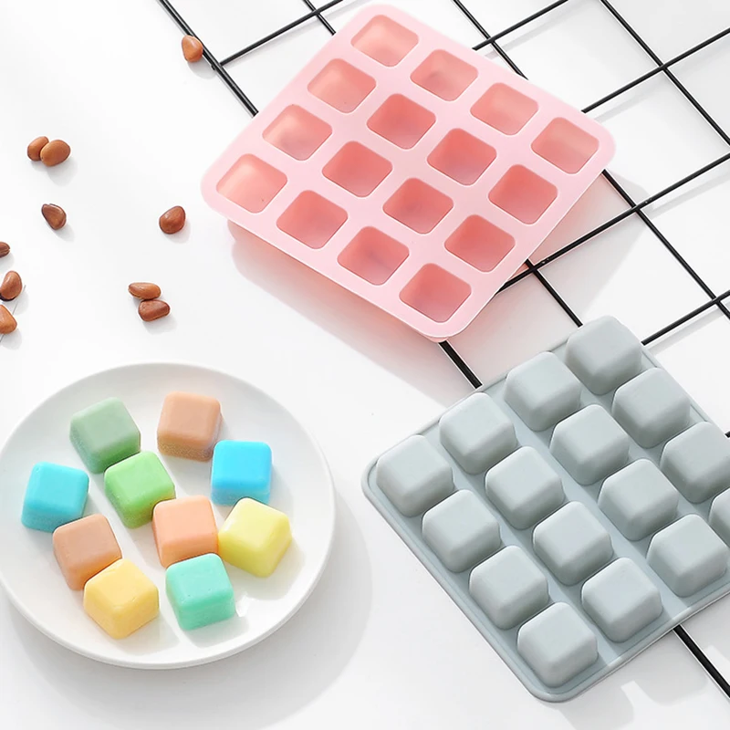 Silicone Soap Molds 16 Cavity Square Rectangle Shape Handmade Soap Chocolate Ice Cube Mold Portable Unique Making Tools