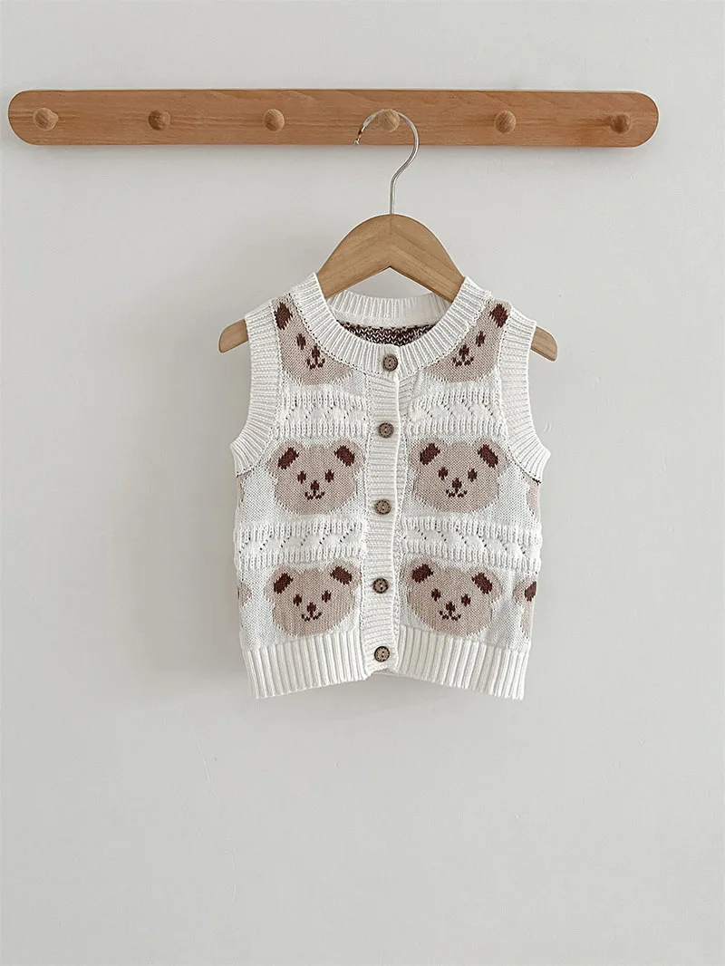 Autumn Baby Knitted Vest Cute Bear Toddler Girls Open Top