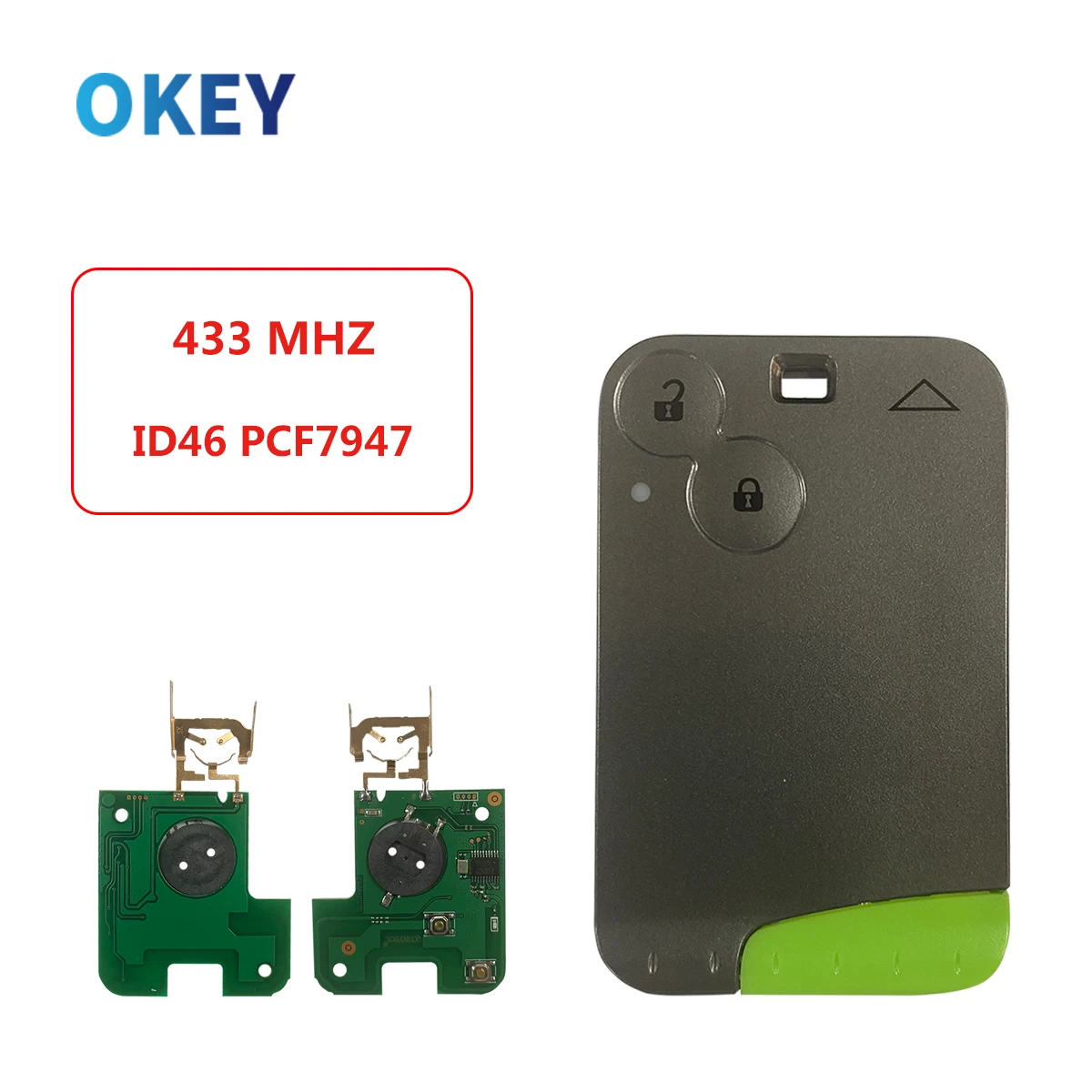 Okey Remote Control Car Key For Renault Laguna Espace 2 Buttons 433Mhz Smart Key Card PCF7947 ID46 Chip Keyless Entry