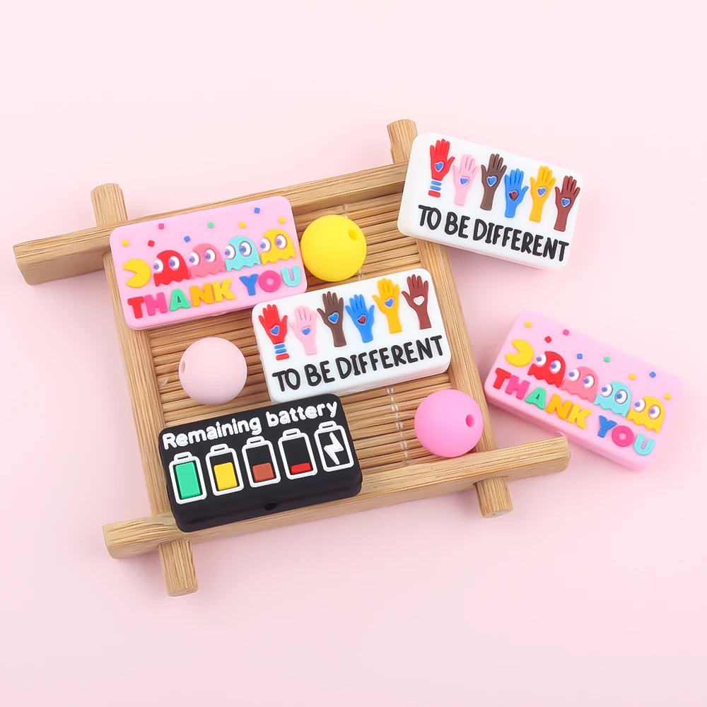  초점 비즈 실리콘 비즈, 다채로운 직사각형 보석 비즈, DIY 목걸이, 젖꼭지 체인 팔찌 액세서리, 10 개