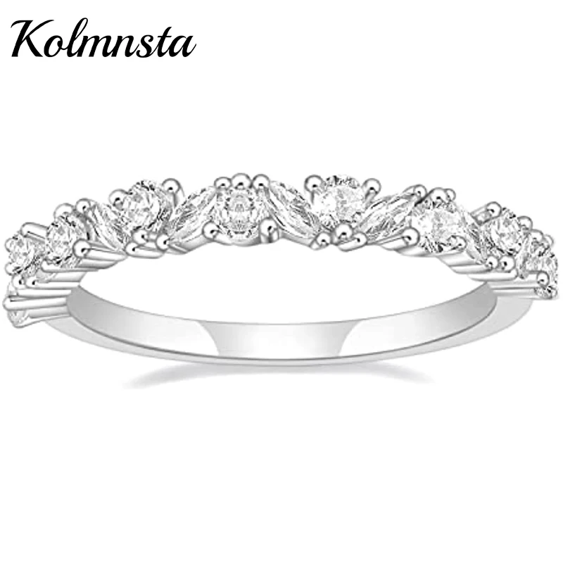 

Kolmnsta Silver Wedding Copper Rings for Women Cubic Zirconia Eternity Ring CZ Thin Stacking Engagement Rings for Women Size