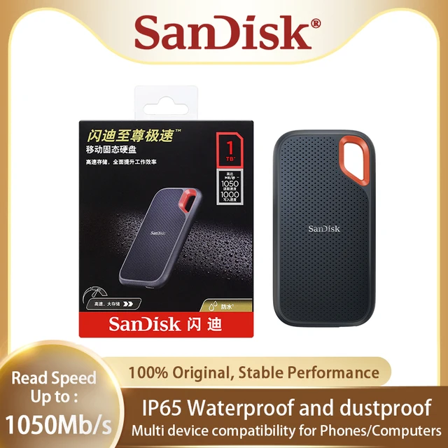 SanDisk E61 휴대용 SSD 하드 드라이브, 외장 하드 디스크, 500GB, 1TB, 2TB, 4TB, 최대 1050 Mb/s, USB 3.2, C타입 NVMe SSD SanDisk E61 휴대용 SSD 하드 드라이브, 외장 하드 디스크, 500GB, 1TB, 2TB, 4TB, 최대 1050 Mb/s, USB 3.2, C타입 NVMe SSD