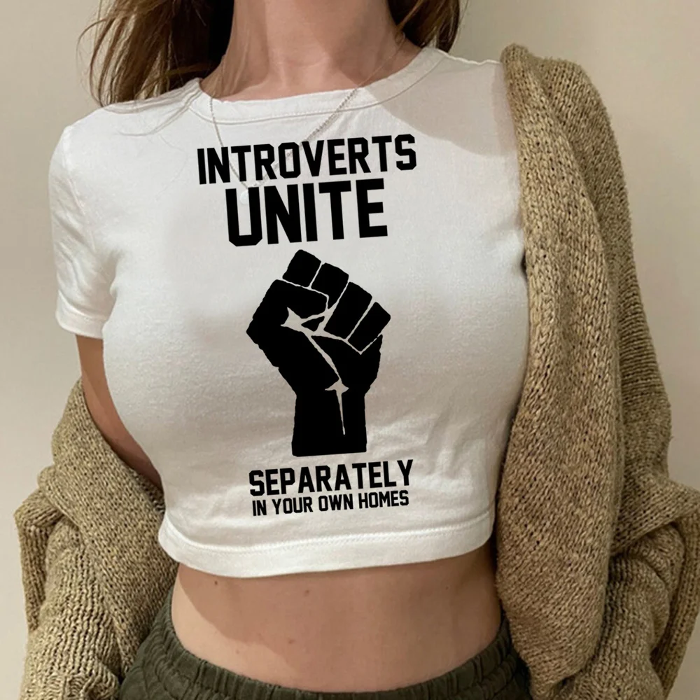 

Introverts unite separately in your own homes hippie aesthetic trashy crop top girl yk2 2000s korean fashion 90s crop top