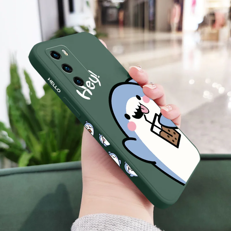 Adorable Shark Liquid Silicone Phone Case - Stylish & Durable Cover