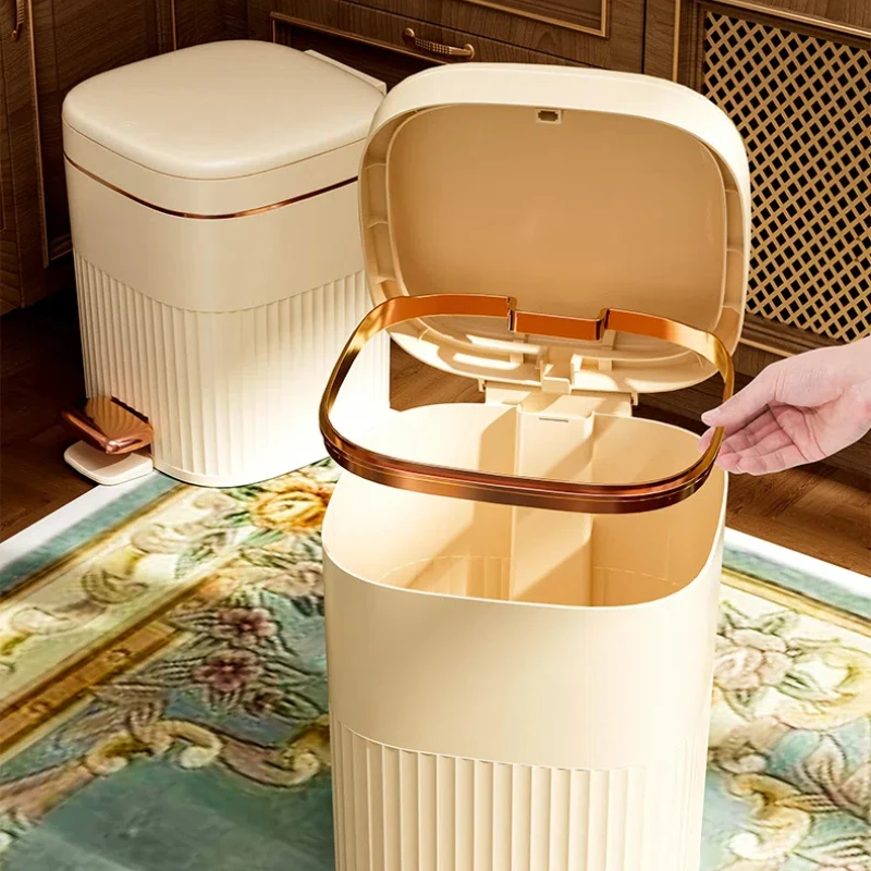 8L Trash Bin With Pedal Lid Light Luxury Trash Can For Kitchen Toilet Living Room Large Capacity Wastebasket Simple and Modern