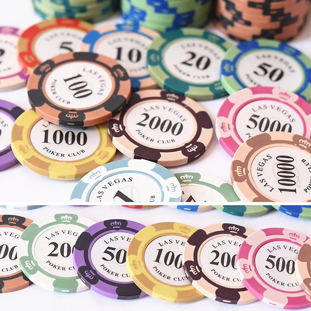 poker chips 1pc clay poker chip multi-denomination chips portable gambling-chips Las-Vegas coin for casinos coin poker chips entertainment