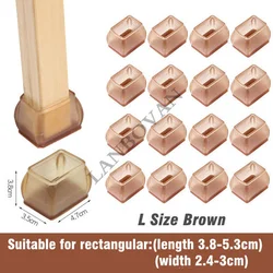 16pcs Enhanced Silicone Furniture Leg Protectors - Non - Slip Felt Pads (L  Rectangular - K)