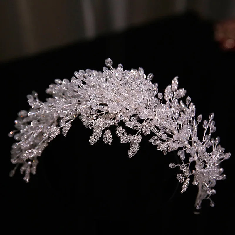 Jewelry Accessories Hair Accessory Hair Headdress Bridal Headwear Hair Band Crown Luxury Crystal Beads Floral Bridal Headpiece Baroque Crown Wedding Hair Jewelry Pageant Rhinestone Diadem Headband Hair Ornament