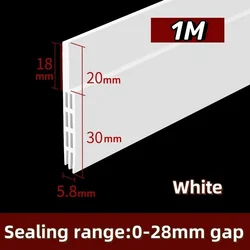 Under Door Draft Stopper Sealing Strip - Soundproof and Weatherproof Barrier - 1m (WHITE)