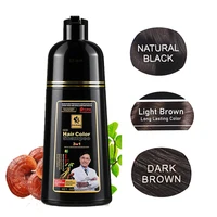 Shampoing de couleur de cheveux longue durée 3 en 1, teinture pour cheveux noirs, pour femmes et hommes, couverture de sécurité à base de plantes naturelles, crème pour cheveux blancs et gris 1