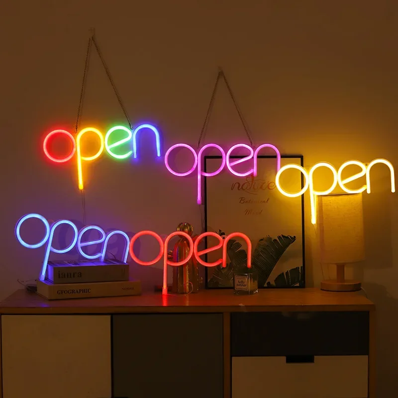 Panneau néon LED pour magasin, 42 x 22 cm, panneau lumineux ouvert, affichage électrique