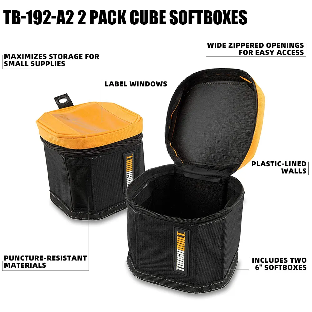 터프빌트 소프트박스 큐브 2팩 소형 공구 보관함 (자동차 수리, 건설, 차고 및 작업장 도구용)