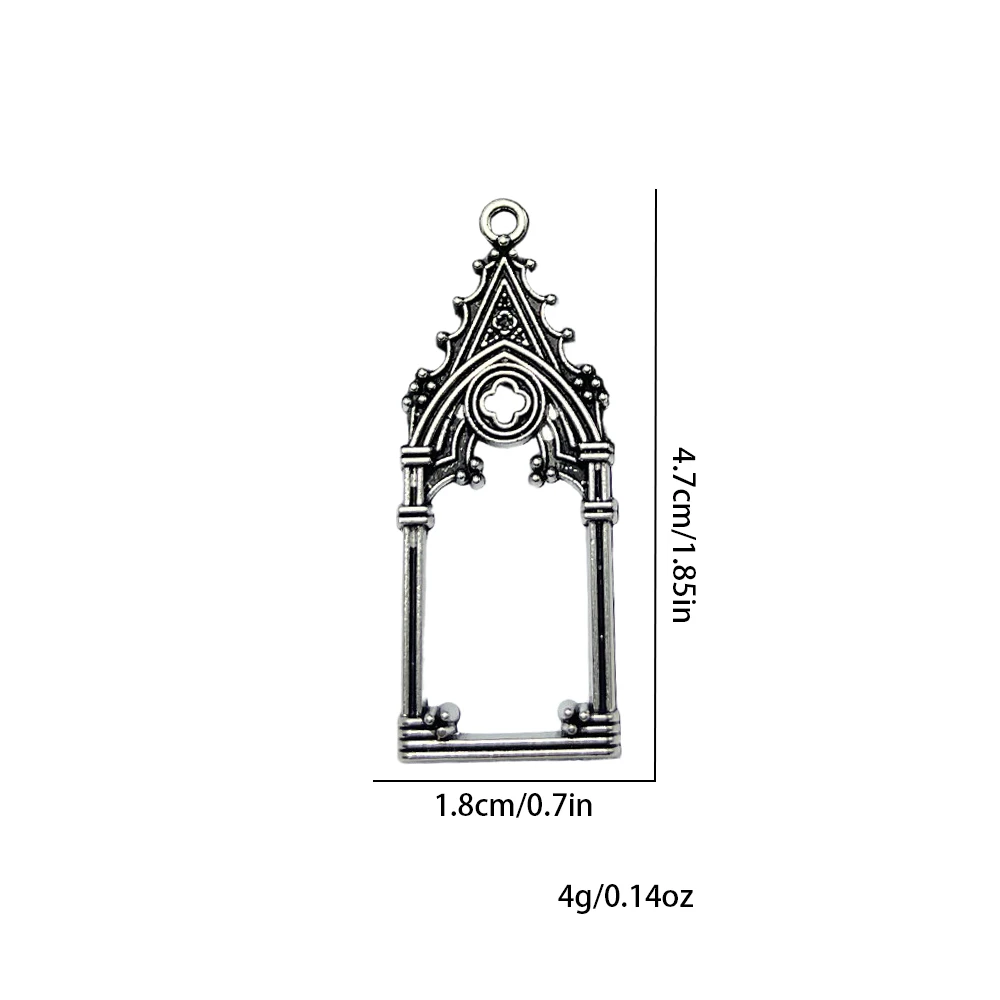 2개 세트 고딕 빈티지 중공 성채 교회 펜던트 DIY 액세서리 귀걸이 목걸이 및 보석용