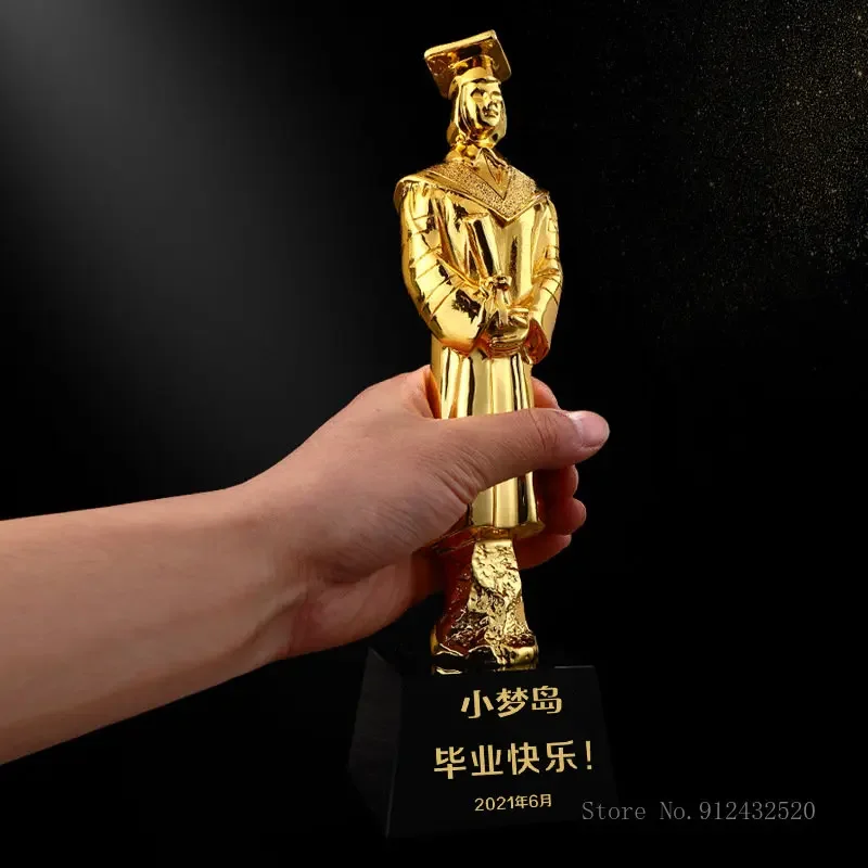 Customized Resin Trophy Student, Model Model, Crystal Base Trophy, Excellent Sculpture, Model for School and Annual Meeting, 1Pc